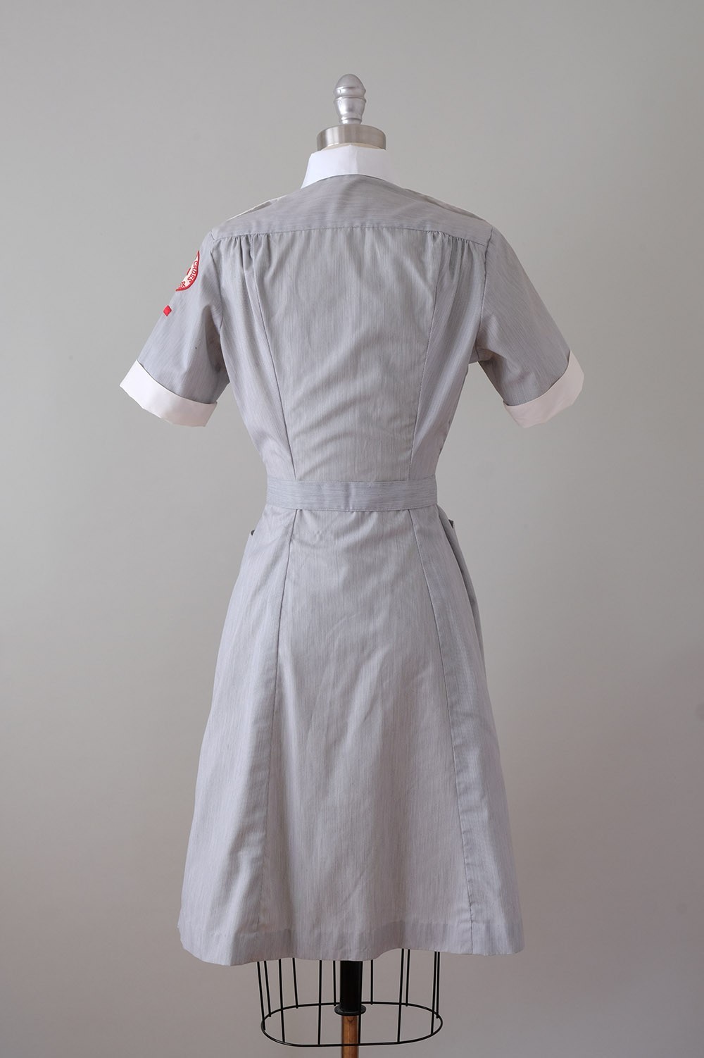 Vintage Post-WWII Red Cross Uniform Dress + Hat, Pins, Collars, and Name Plate