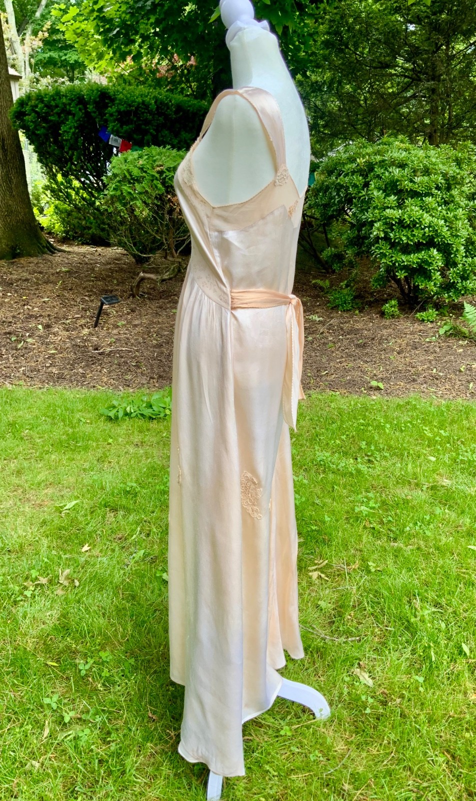 1930s Silk Chiffon Hostess Gown | Blush Pink Boudoir Dress | Restored 30D