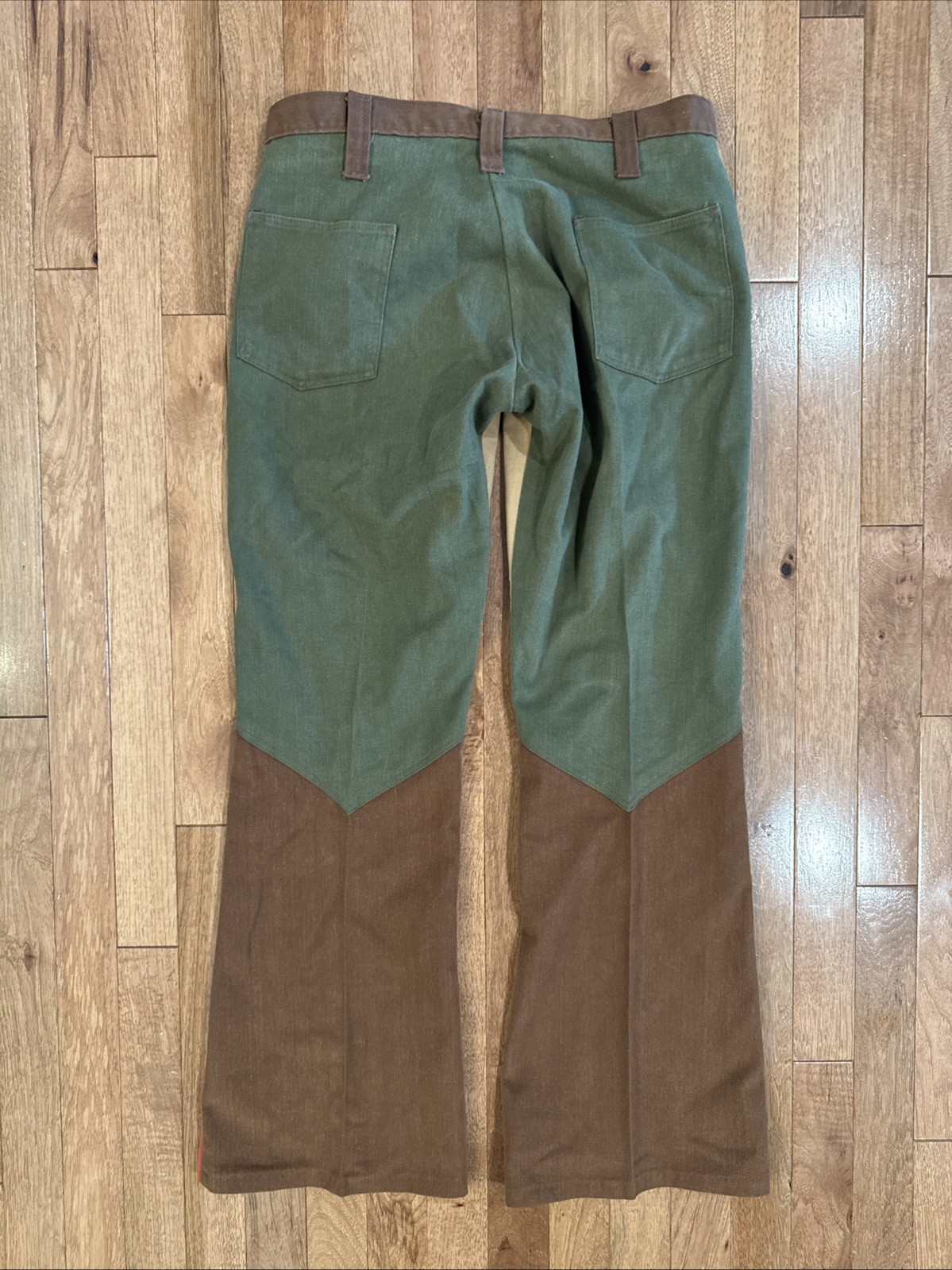 True Vintage 1970s Colorblock Hippie Flare Bell Bottom Pants 32 X 31
