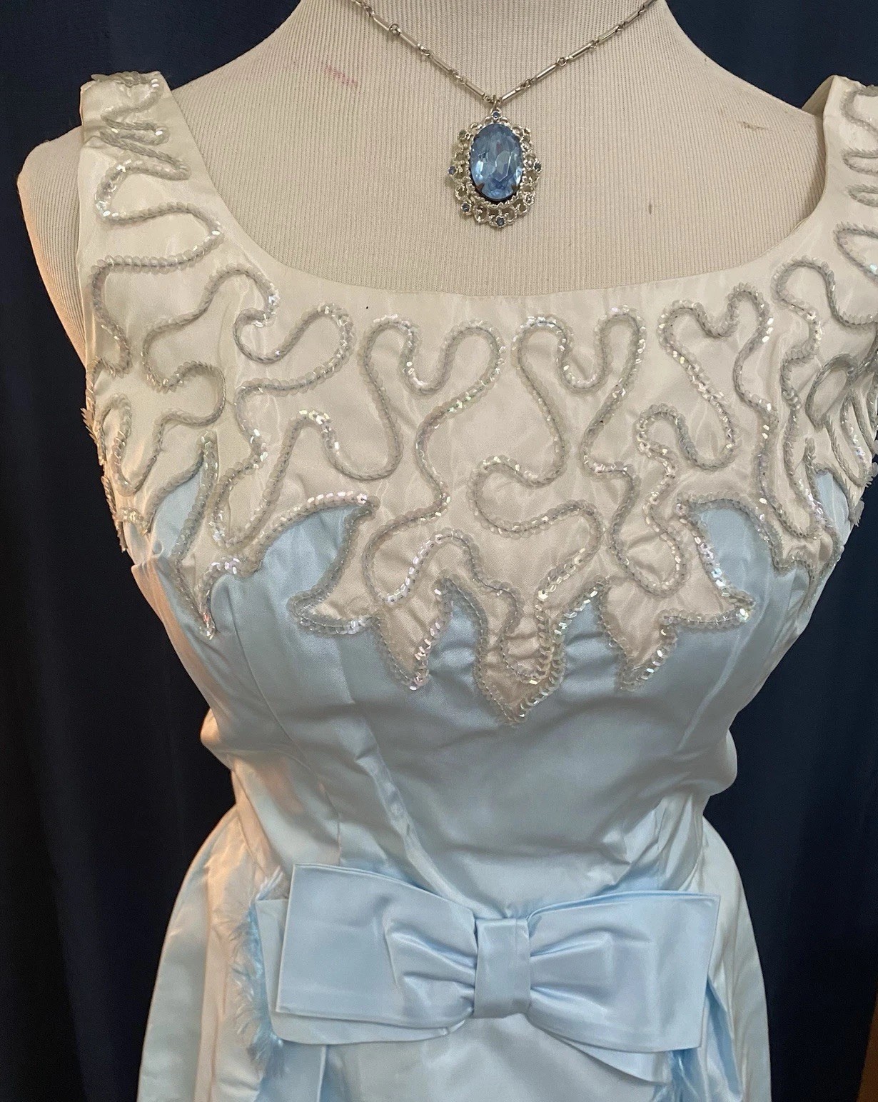 Classic 50s Powder Blue Jr Theme Sleeveless Prom Party Dress NEW YORK Original