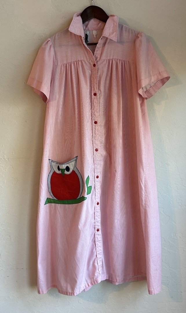 Vintage 60s 70s Model Coat Owl House Dress M Retro Cottagecore Novelty Nightgown
