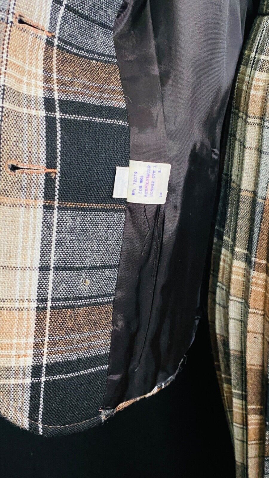 Vintage brown black wool plaid suit jacket blazer skirt set outfit XL plus size