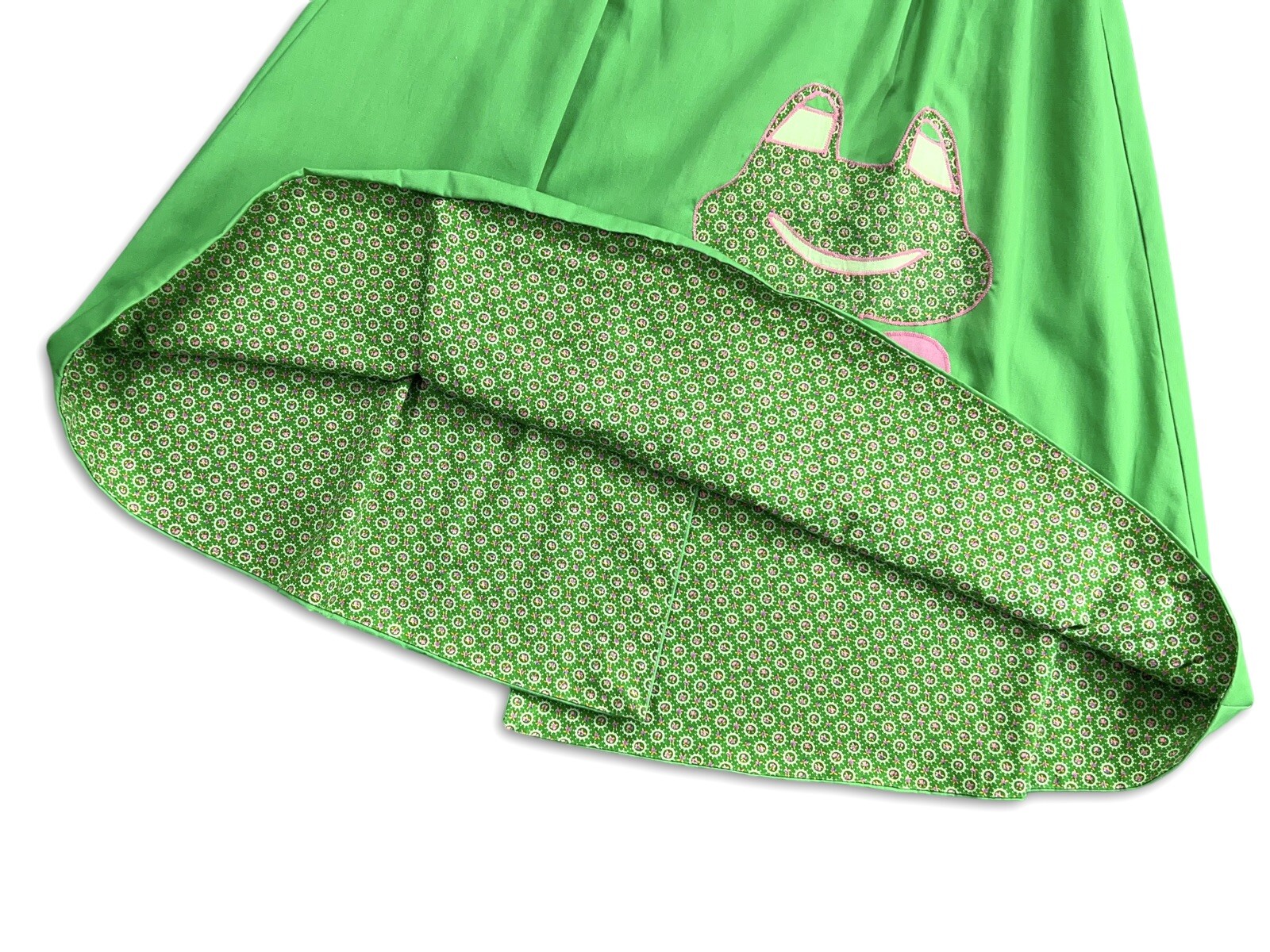 VTG RARE ALFREDO&rsquo;S WIFE BOHO PATCHWORK APPLIQUE FROG WRAP SKIRT KITSCHY