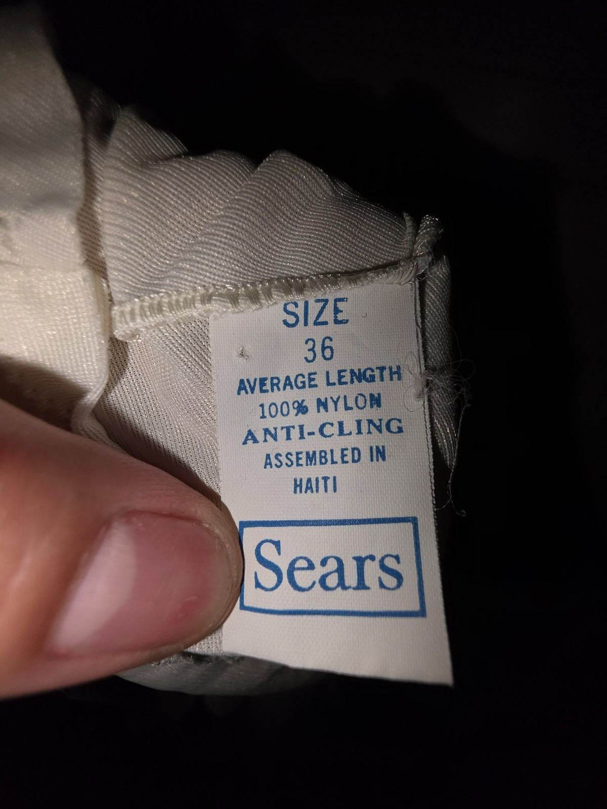 Circ. 70&rsquo;s – Sears Slip White Full Slip Size 36 Average Nylon USA