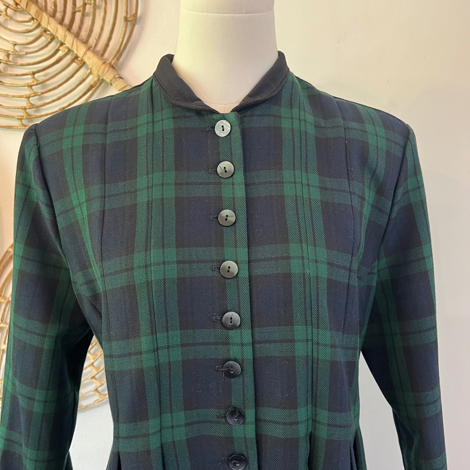 Vintage Appleseed&rsquo;s Blackwatch Plaid Maxi Dress Tartan Button Front Size 10P