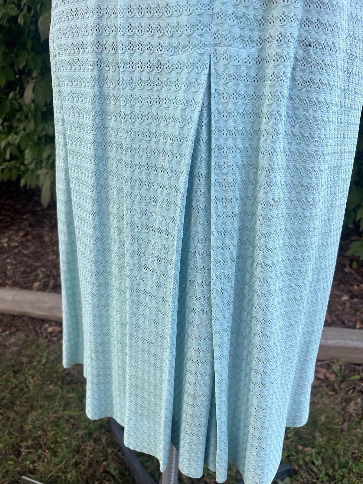 Vintage 60’s Mod Aqua Blue Polyester Knit Button Detail Dress S/M