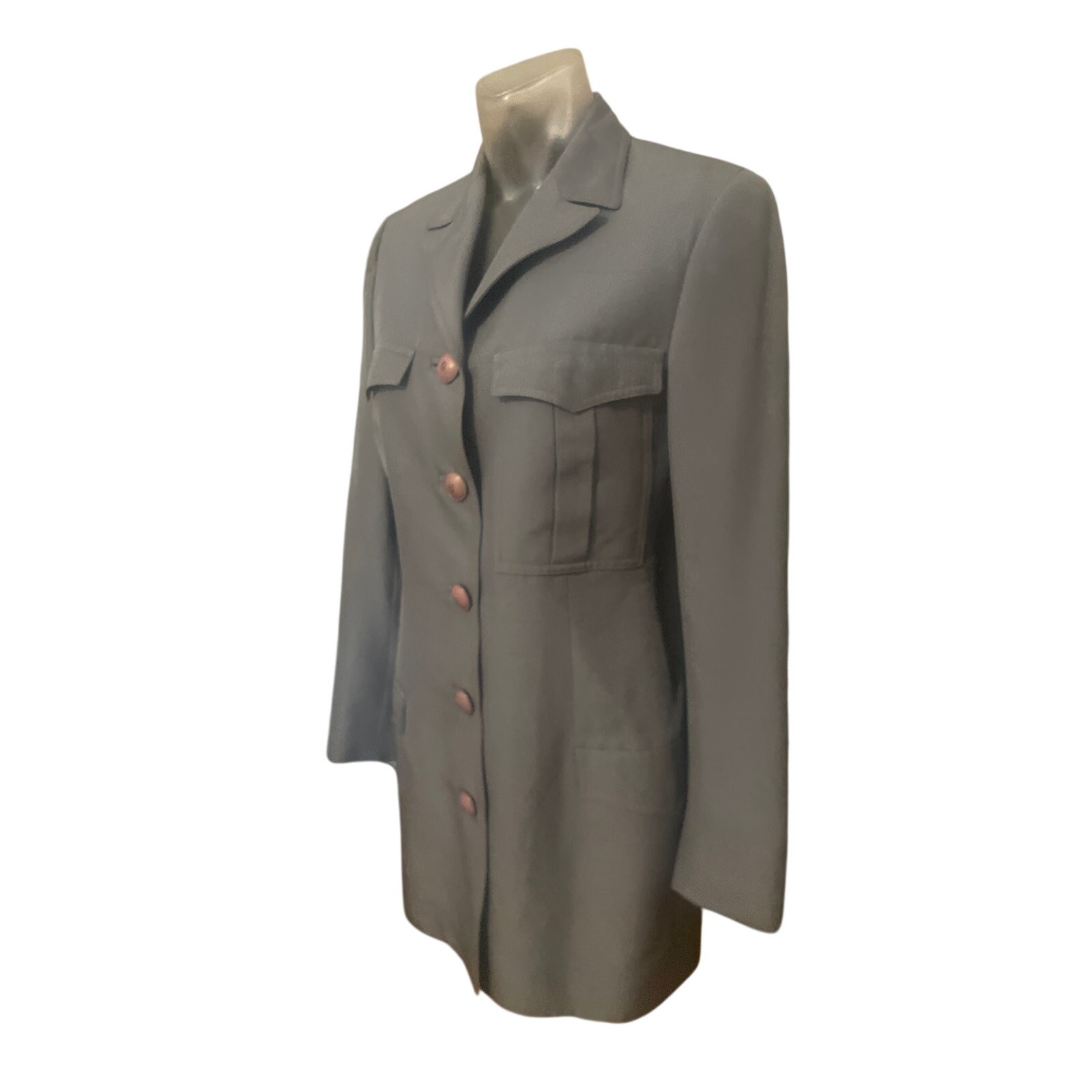 VERSACE Couture Gray Fitted Military Jacket Dress Length Size 4