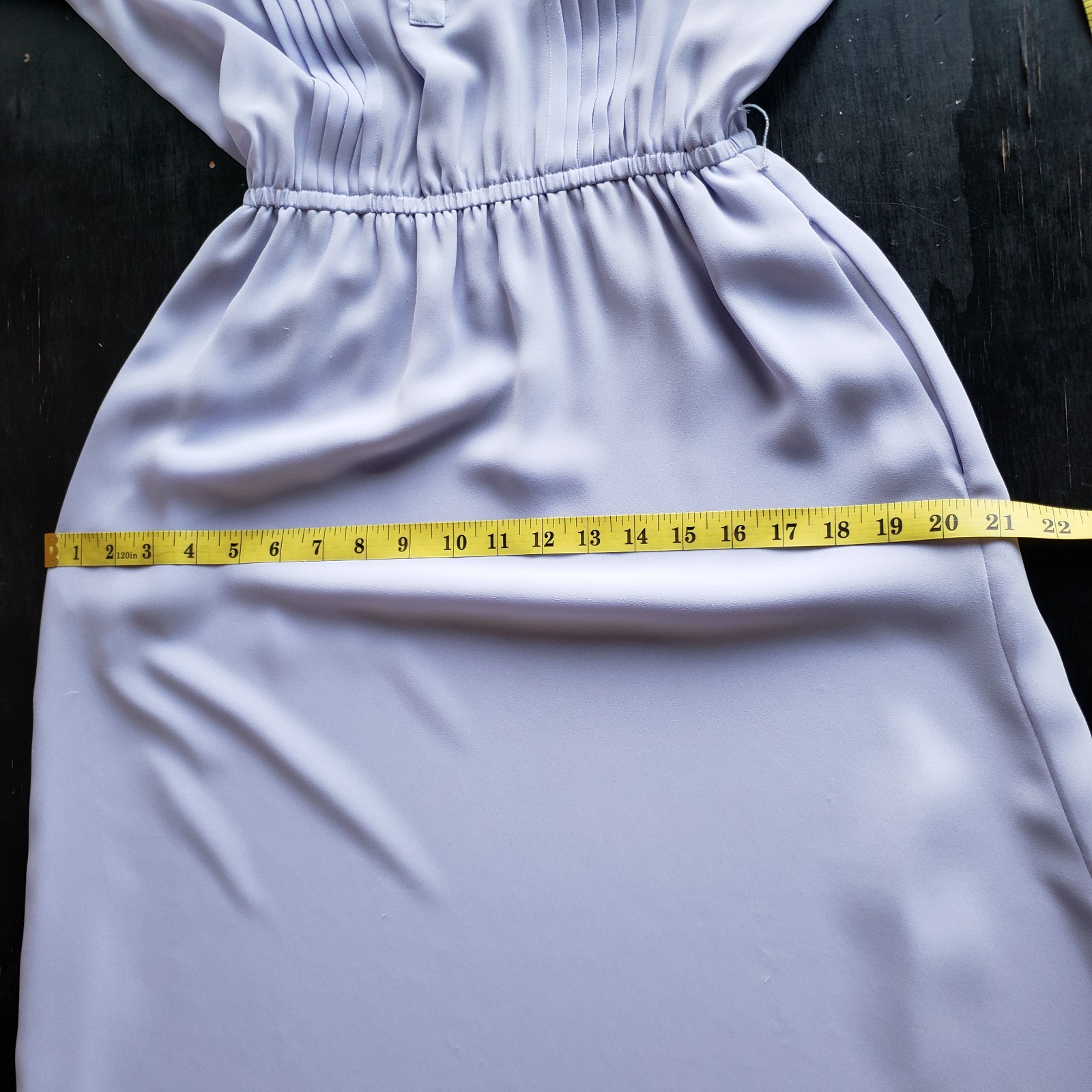 VTG 80s Dress S Chiffon Lilac Button Up Pleated Sheer Top Church Lady Secretary