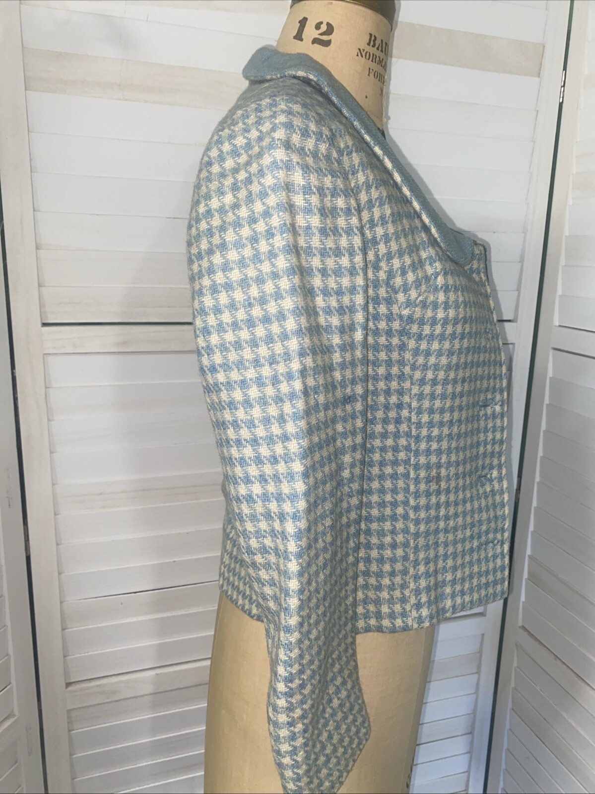 Vintage 60s Women&rsquo;s Houndstooth Suit Jacket Blazer Coat Lined Size Small