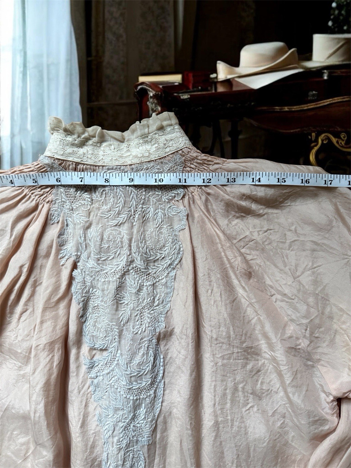 True Vintage Rare Victorian-Edwardian Blush Silk Lace Blouse