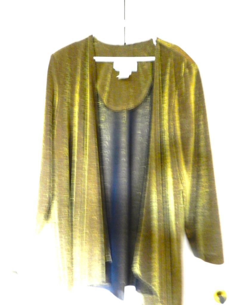 « Another Thyme » Evening Cardigan Lightweight Jacket Gold Color sz-20 W