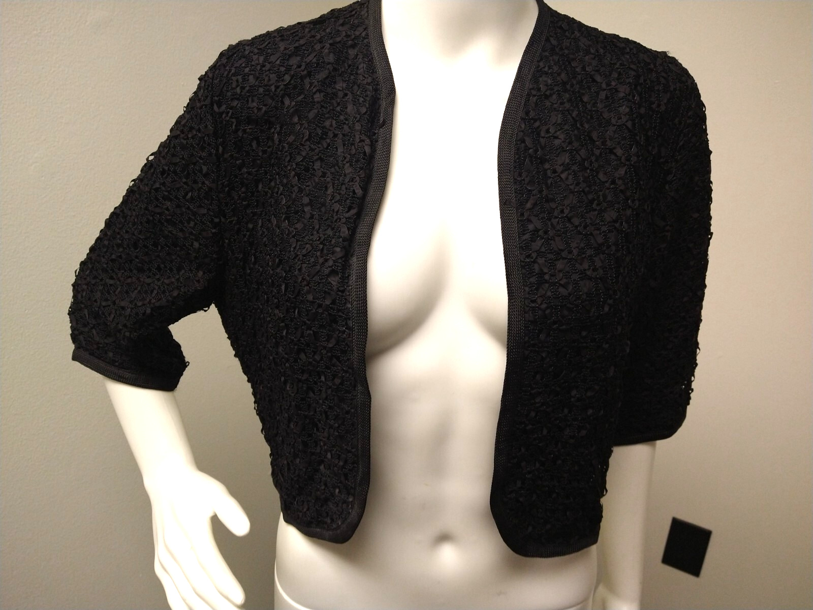 Glentex Union Bow Pattern Bolero Jacket Womens M Vintage 3/4 Sleeve Elegant 60&rsquo;s