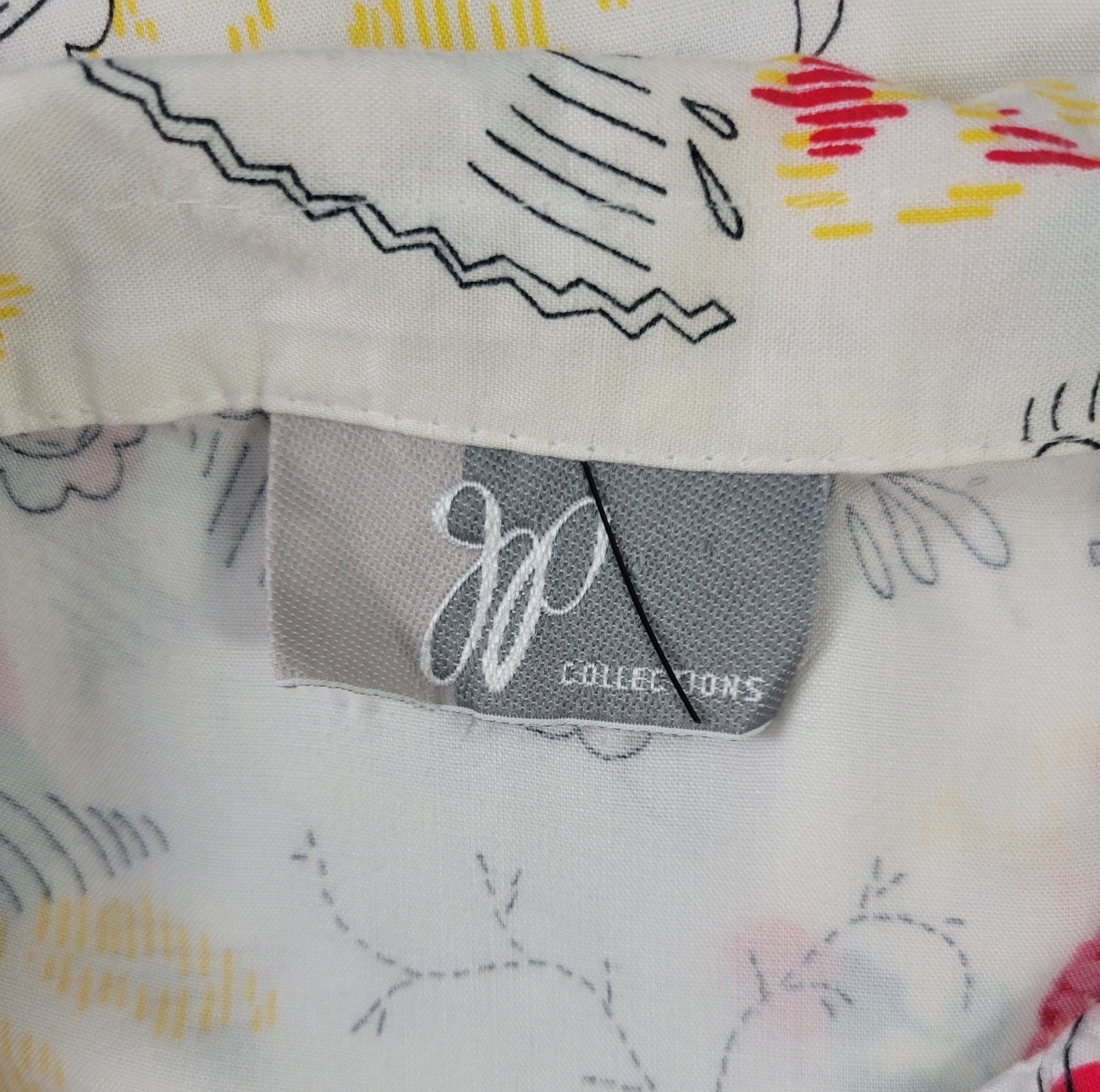 Vtg JP Cllctns White S/S Button Down w Red/Blue/Yellow/Green Florals Size S/M?