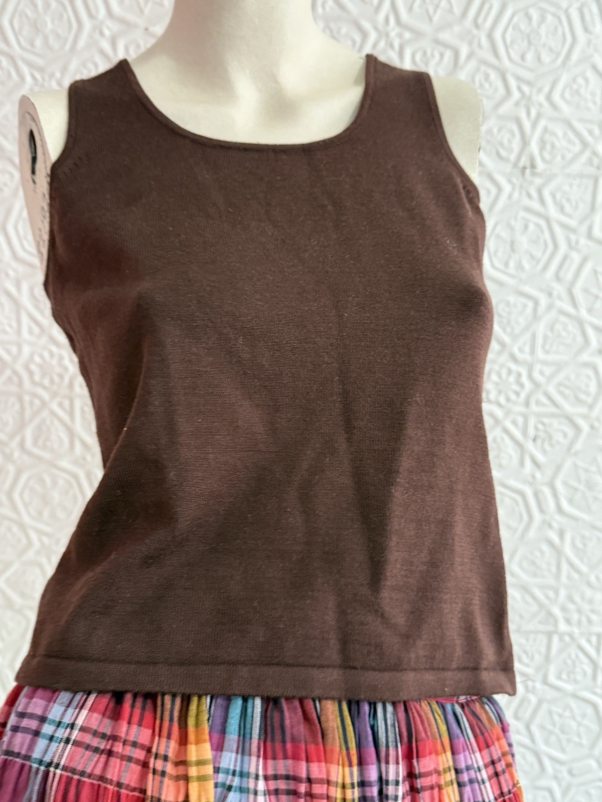 Vintage Emmanuel Ungaro brown sleeveless knit top-Camis- 1980s-1990s-Minimalist-
