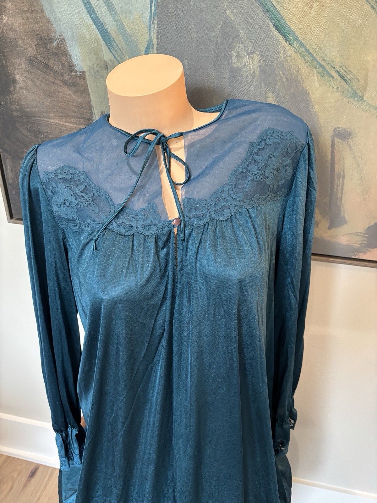 NWT Lorraine Green Button Nightgown Cottagecore Prairie Coquette Victorian L