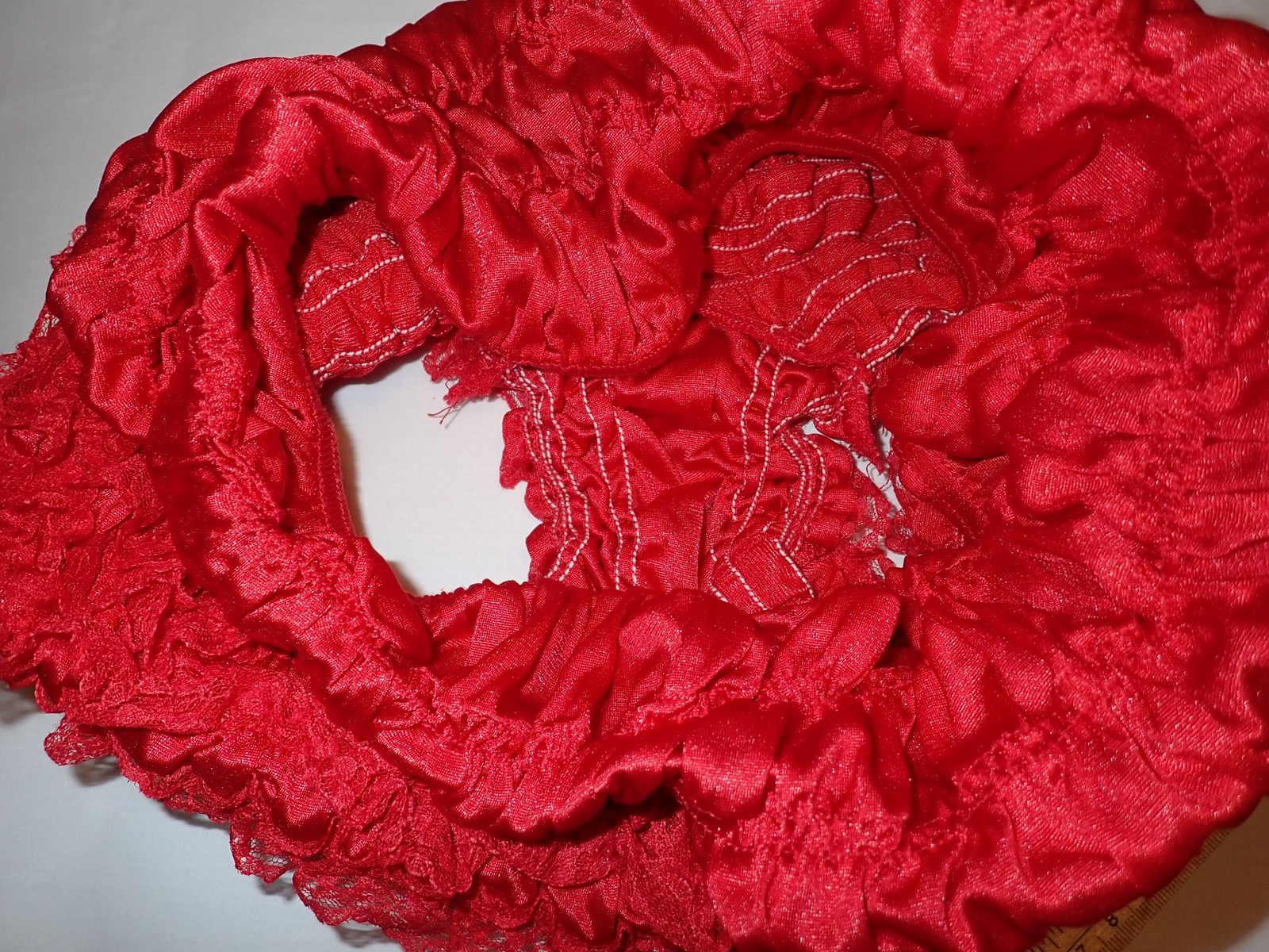 Vintage Malco Modes Square Dance Pettipants Bloomers L Red Ruffle Lace Pinup