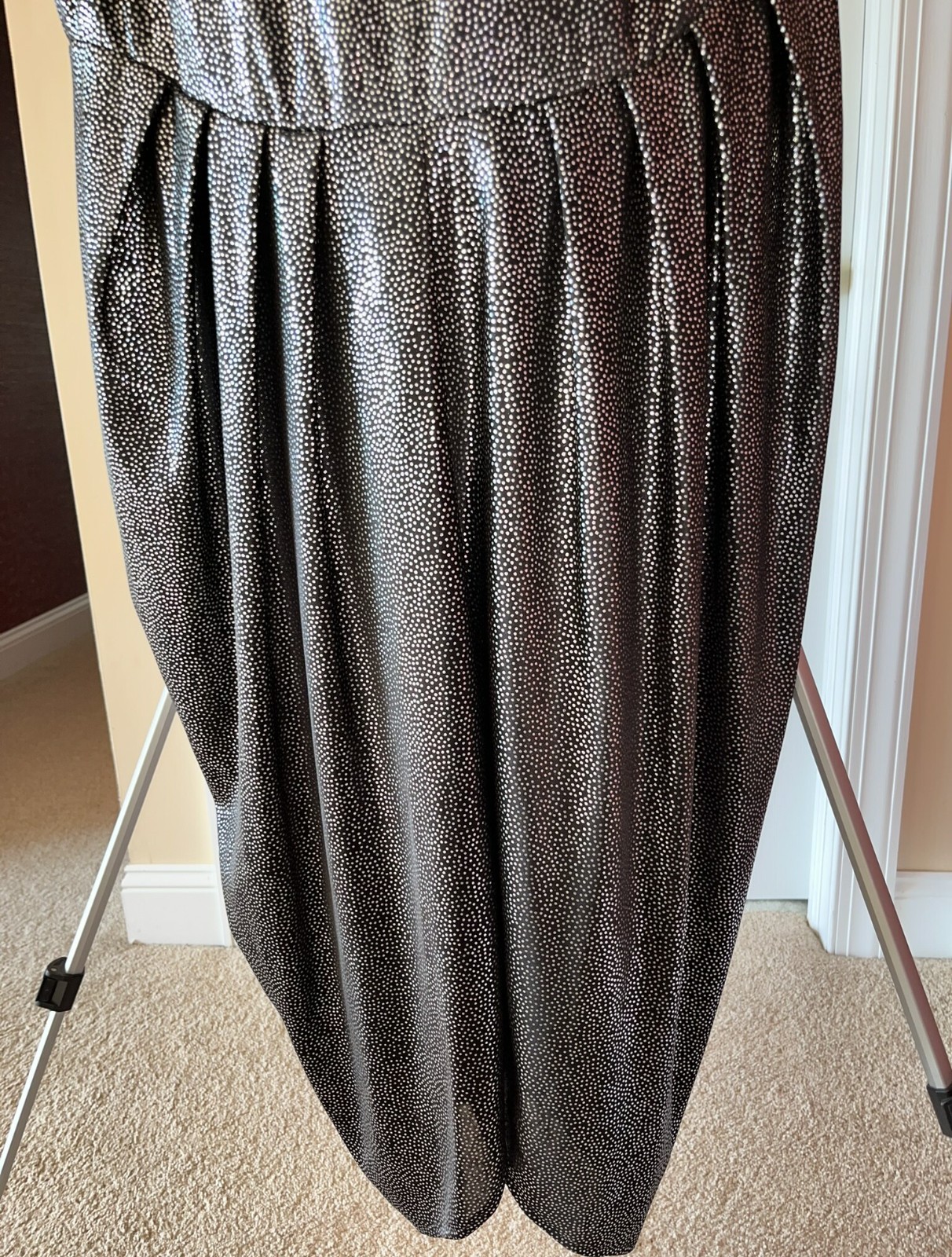 Vintage Tags 1980s Silver Black Flutter Slv Disco Dress 80s Size 20 ½ Curr 14-16