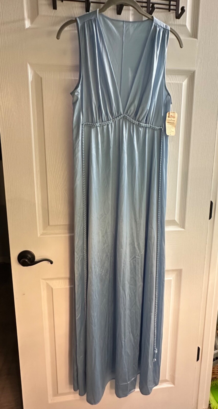 NWT Vintage MCM Vanity Fair Long Blue Grecian Nightgown Small 34 NOS Silky Nylon