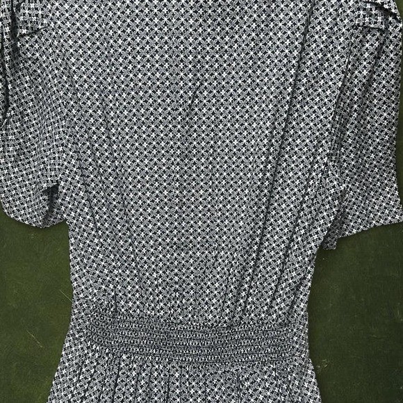 Vintage 1990s Karin Stevens Geometric Rayon Midi Dress | Size 10/M