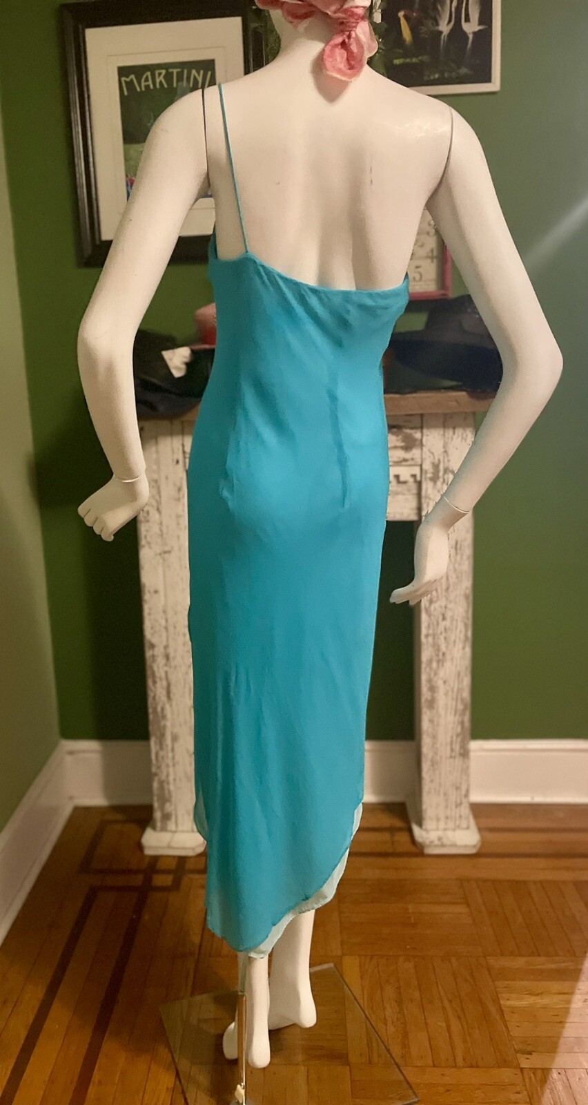 Vintage Y2K Express Sheer SILK Chiffon Disco Diva Whimsygoth Party Dress ML