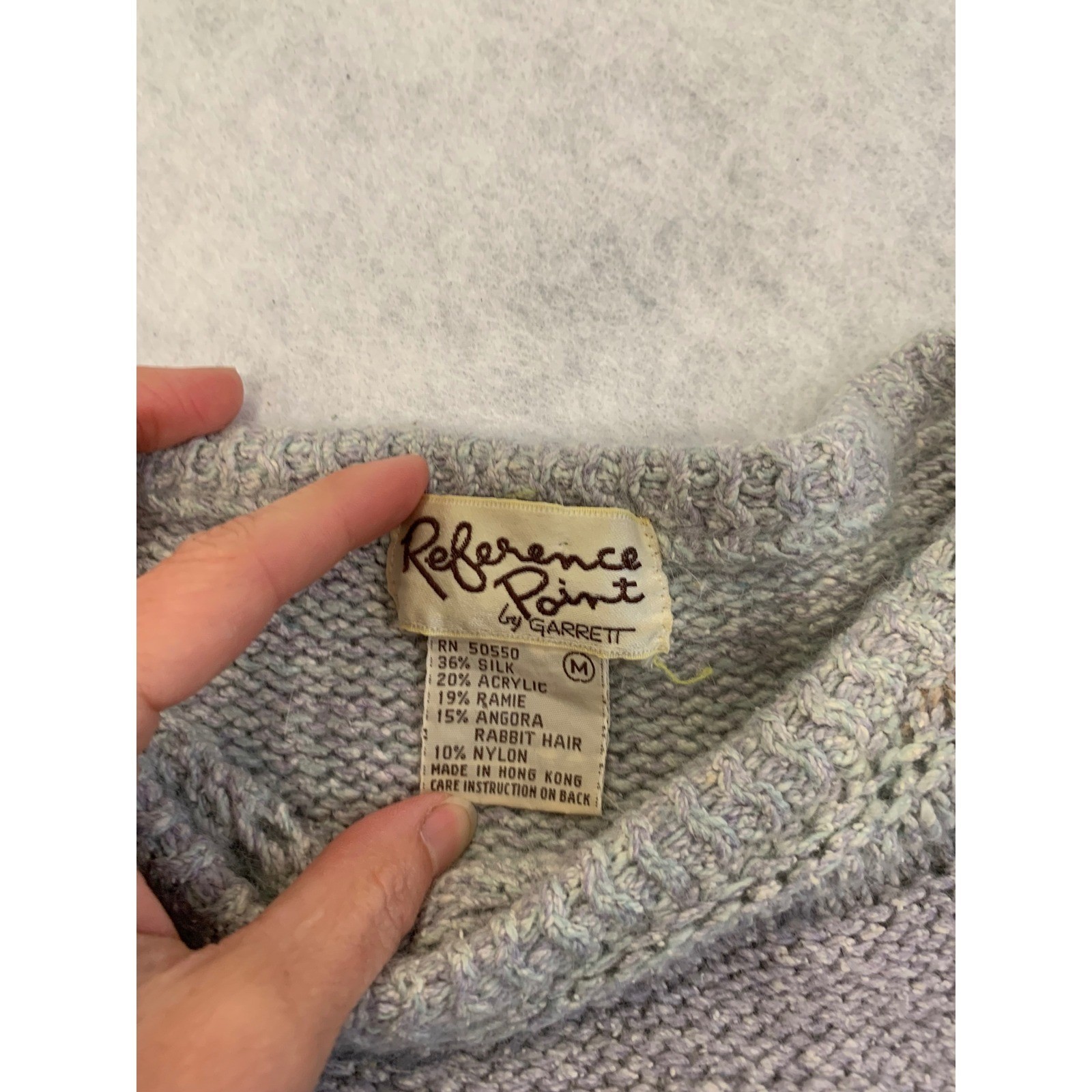VTG Reference Point Garrett Medium Silk Angora Cottagecore Puff Sleeve Sweater