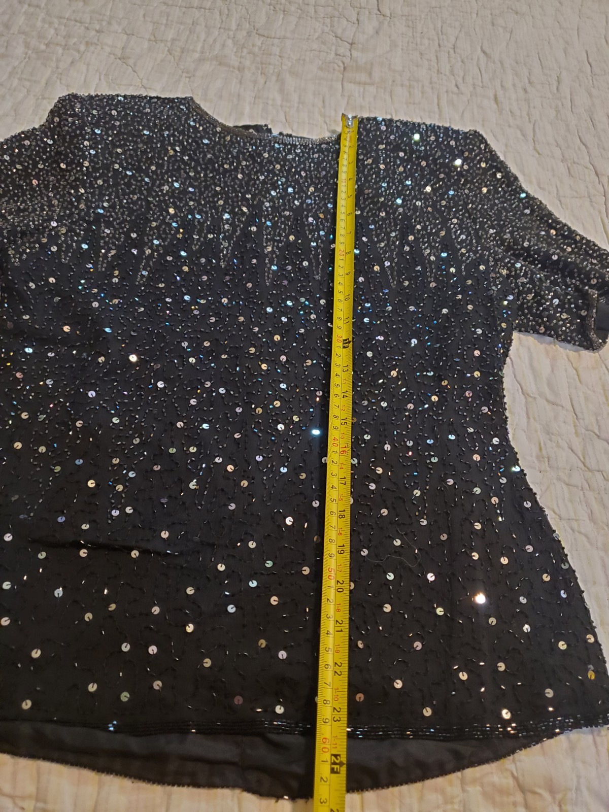 Stenay Top Sz M Black Silver Silk Beaded Sequin Lined Shirt Special Party Blouse