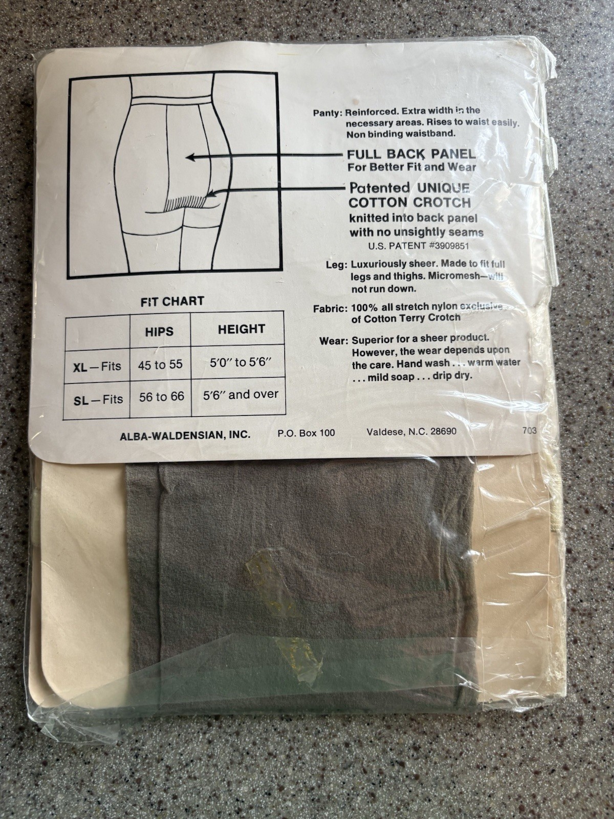 Vintage Alba-Waldensian Extra Width Cotton Crotch Pantyhose Taupe XL 5.0’-5’ 6”