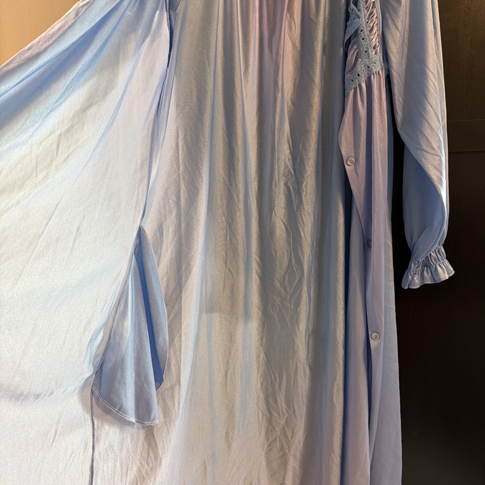 Vintage Gossard Artemis Blue Button Front Housecoat ILGWU Union Made Small USA