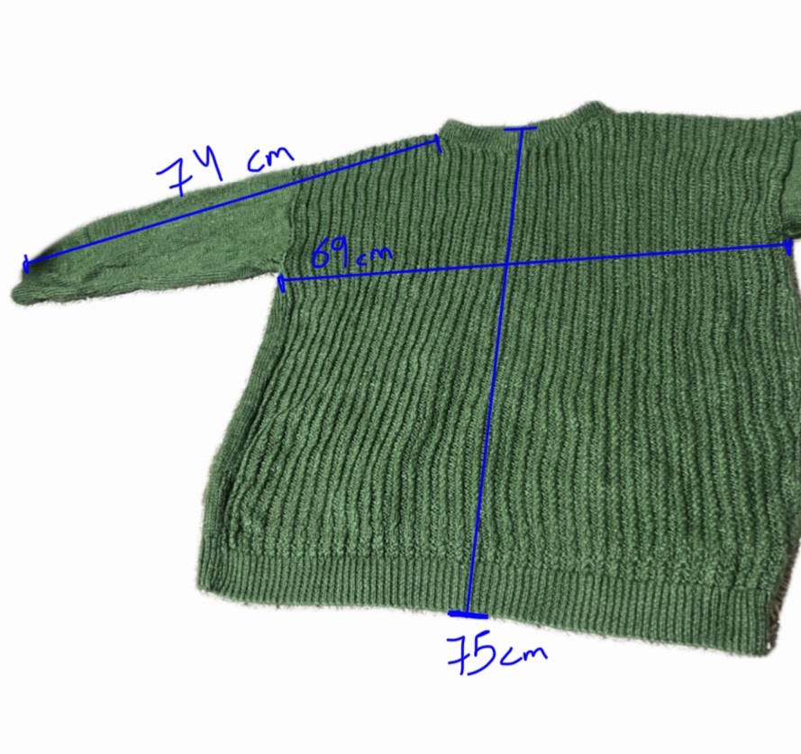 Vintage 1990s Handmade Green Wool Sweater – Cozy Knit Pullover, Family Heirloom