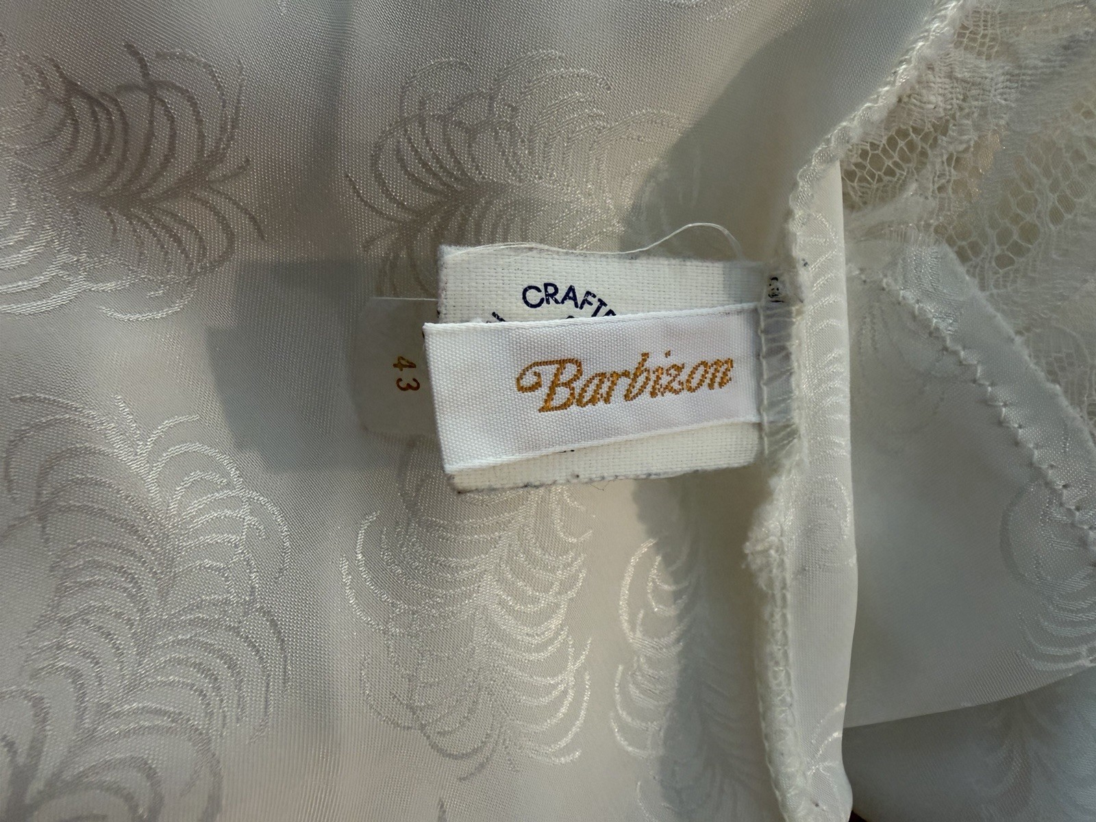 Vintage 60s-70s Barbizon Slip Nightgown Size Medium Lace Trim Cream Color