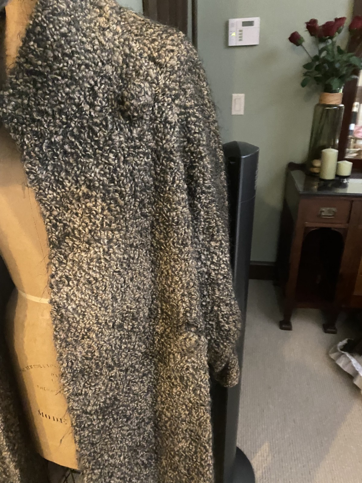Vintage, Heavy, Hand Made, Knitted Wool Coat 7 Muff Clutch