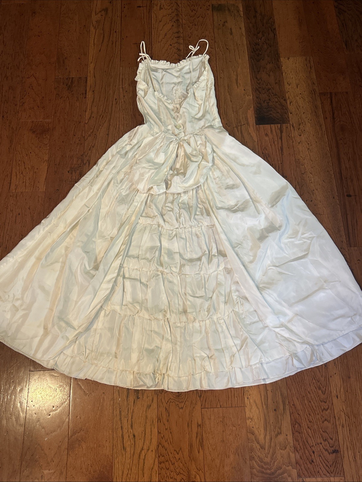 Vintage Ivory Spaghetti Strap Saloon Style Dress Size Small