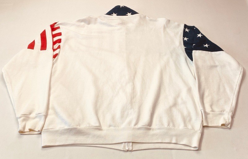 Vtg ESY Surf Co. USA Flag Full Zip Fleece Jacket Patriotic Stars Stripes XL