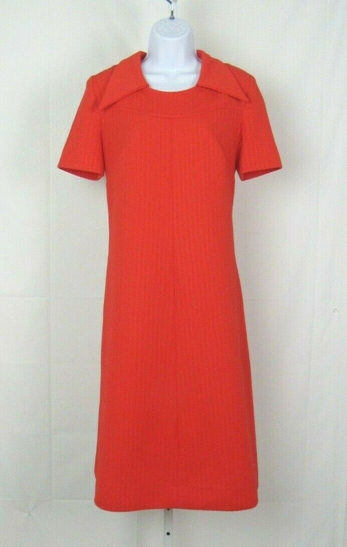 VTG 1950s JONATHAN LOGAN RED ORANGE DRESS & ENAMEL BELT