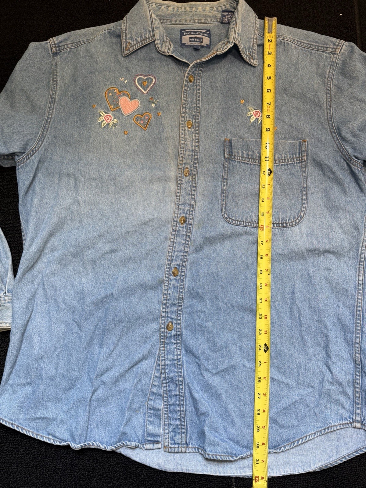 100% Cotton Denim Vintage Workwear Cowgirl Grandma Cottage Traditional Size L