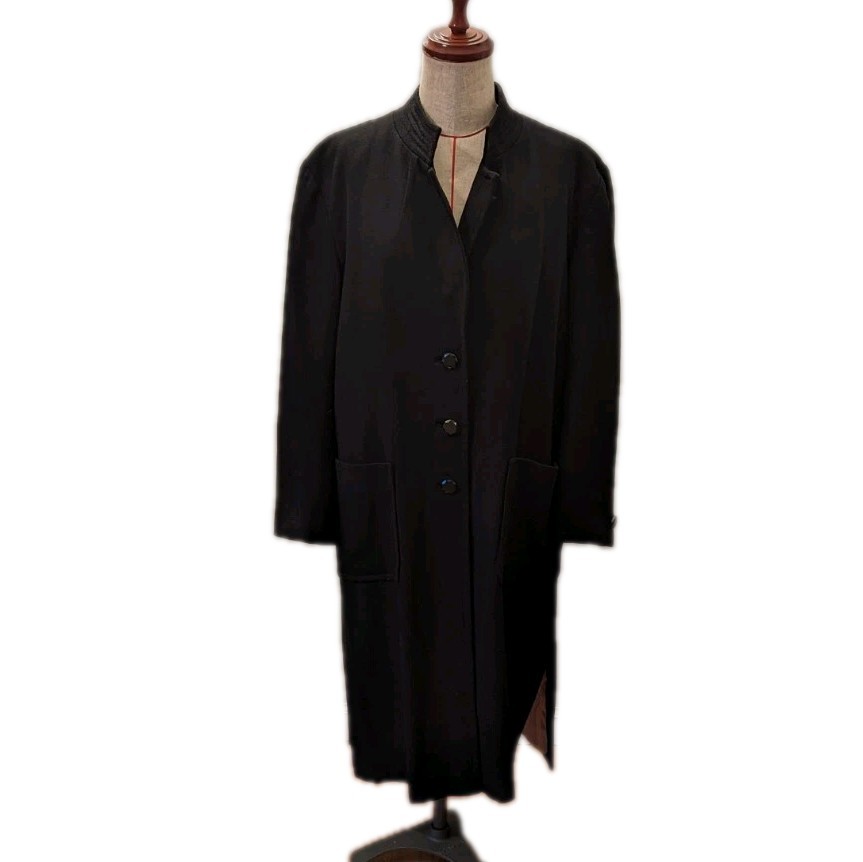 Vintage Vogue Pattern Med/Lg American Designer Long Black Trench Coat Wool 80&rsquo;s