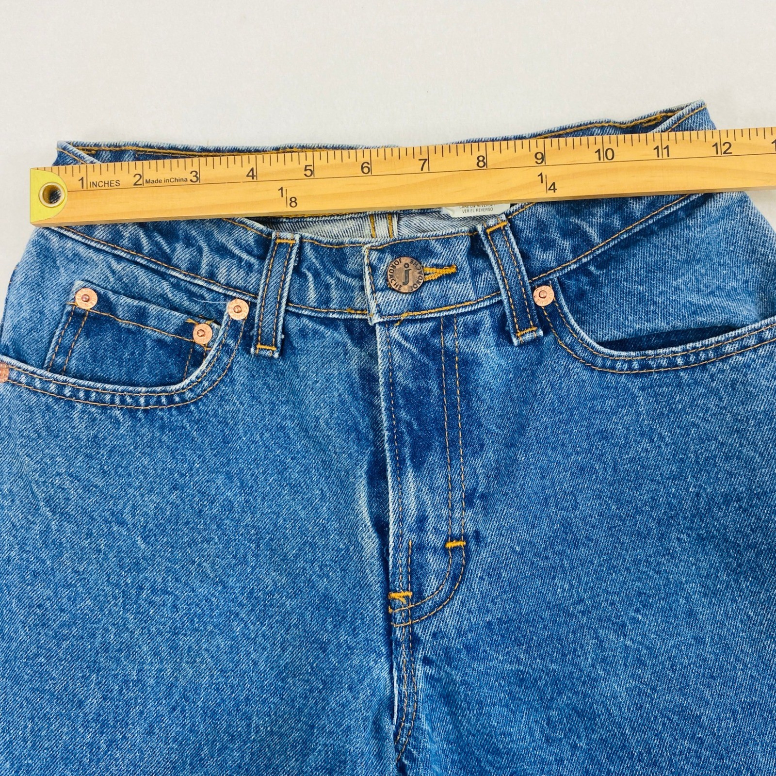 Jordache Vintage Jeans Junior 3/4 Mid Rise Straight Leg Blue Jeans 100% Cotton