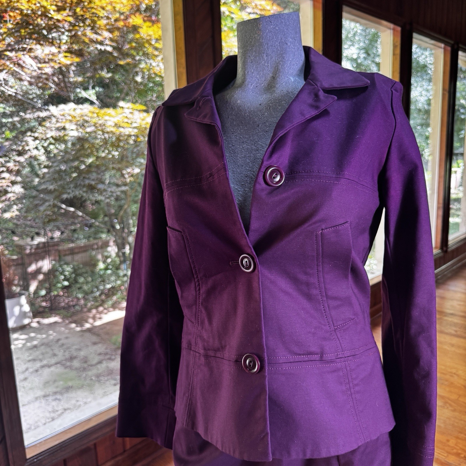 Vintage Pendleton Womens Purple Plum Cotton Skirt Suit Set Size 8 Academia