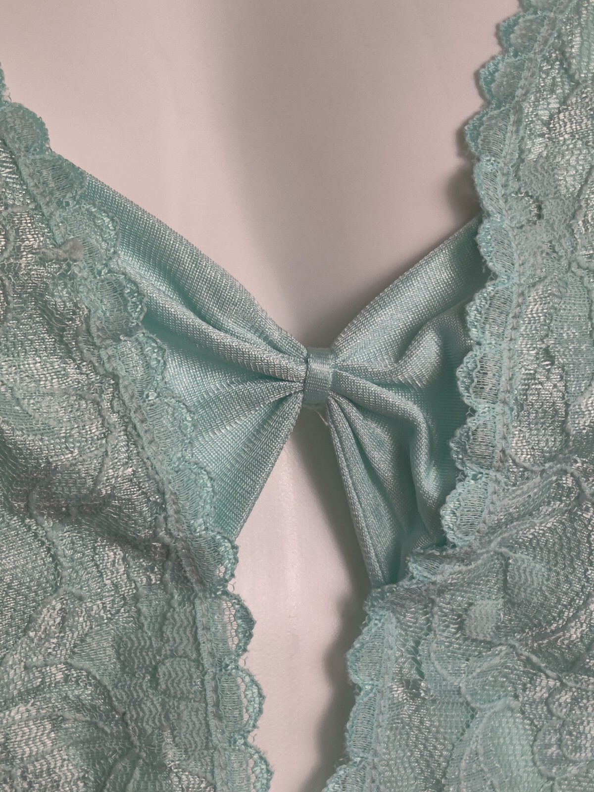 Vintage Alana Gale Large Sexy Babydoll 4663 Nightie Ruffle Lace Chiffon Aqua EVC