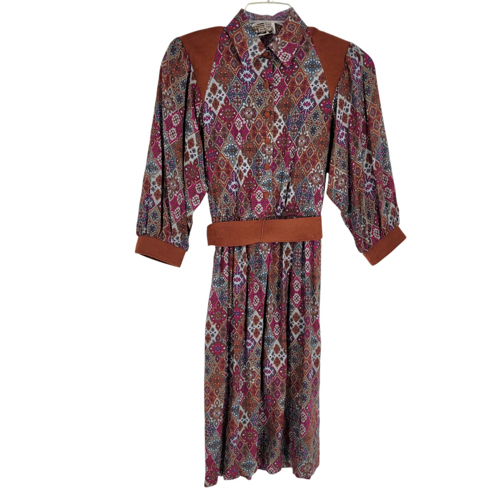 VTG Leslie Fay Petites XS Western Prairie Dress equestrian Hipster Mod Trad wife