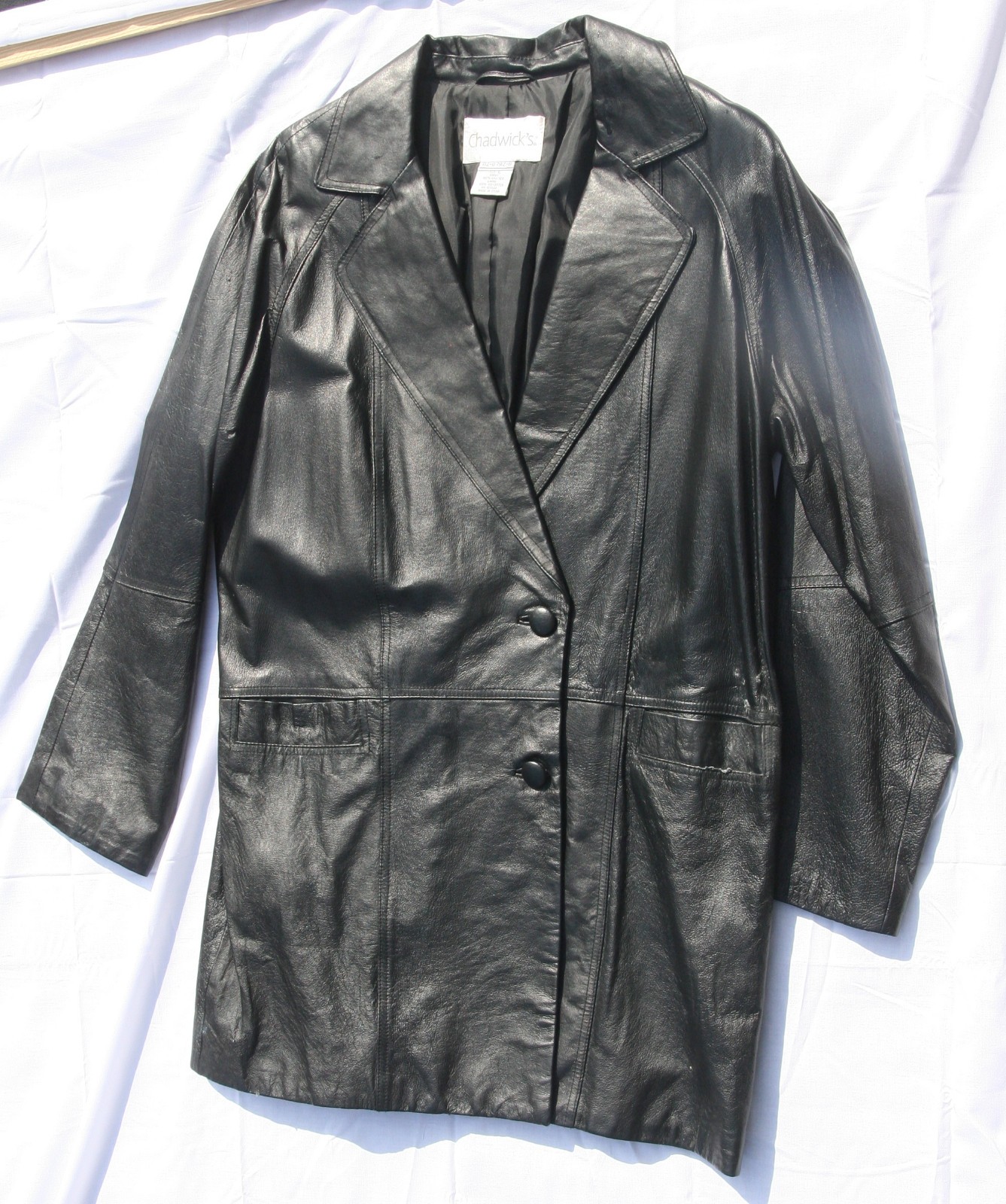 Chadwicks Bagatelle vintage black leather suit. vintage coat L pants 10