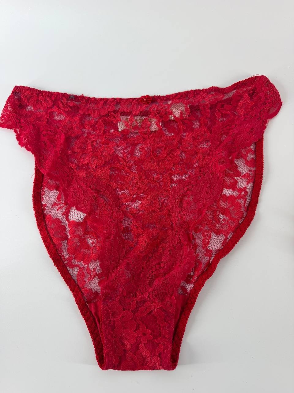 Vintage Victoria’s Secret Red Lace Panties Sheer Floral Briefs Size M L