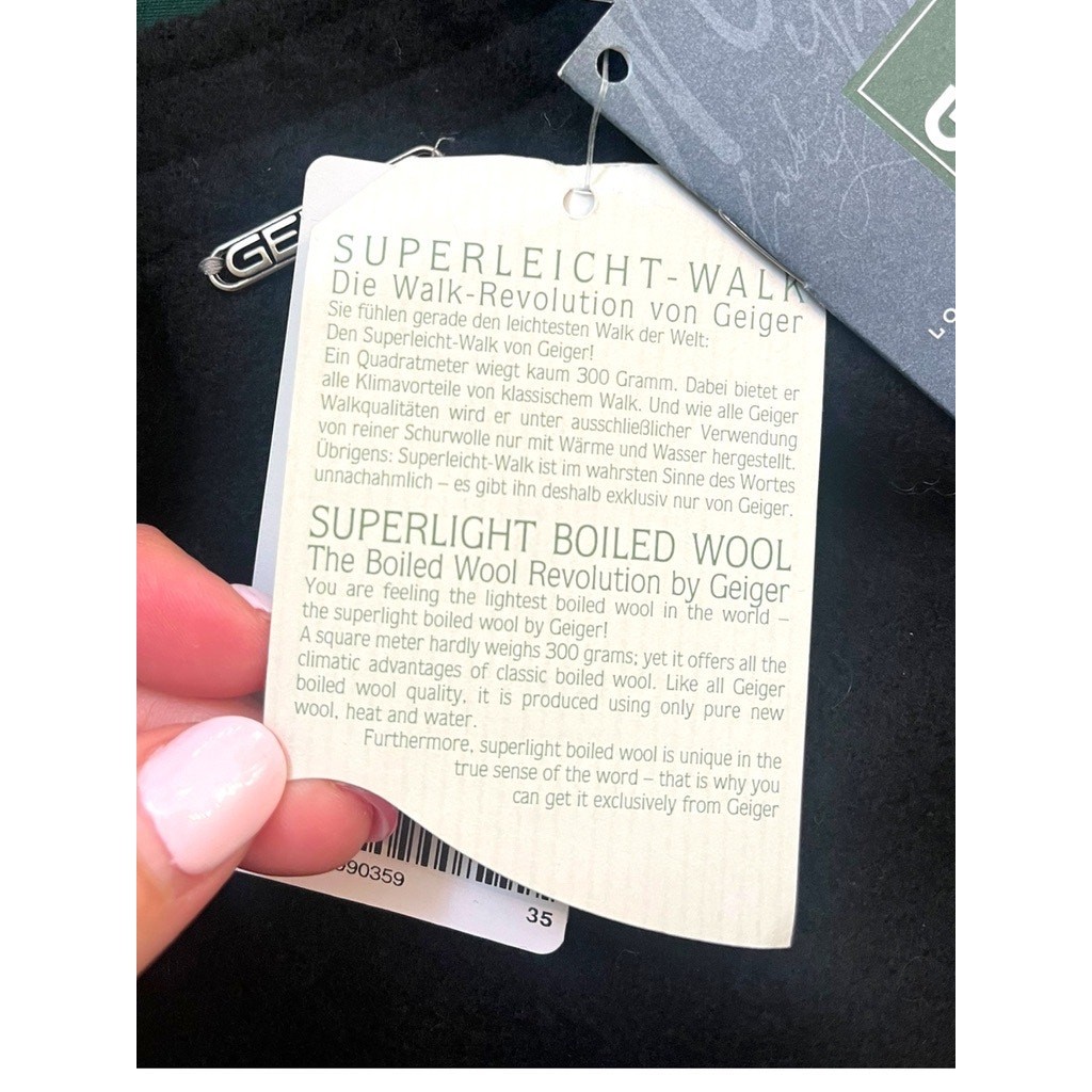 $376 GEIGER Boiled Wool Black Pencil Skirt | 42 EU (12 US) | New! Vintage!