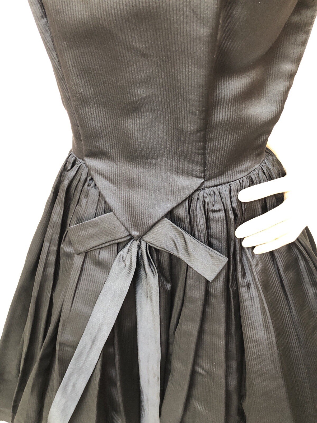 VTG 1950s OLEG CASSINI Silk Tuxedo Front BLACK TIE COUTURE Cocktail Dress XXS