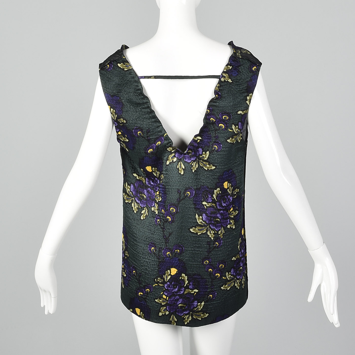 Medium 2010s Marni Silk Wool Tank Top Sleeveless Tank Purple Floral French Seams