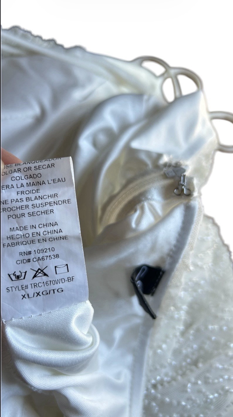 Windsor White Beaded Long Spaghetti Strap Slip Dress XL Polyester Spandex