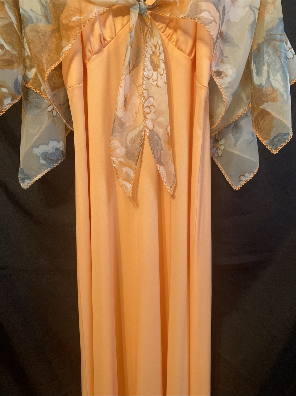 Vintage Union Made Long Sleeveless Summer Dress Peach With Floral Over Shirt