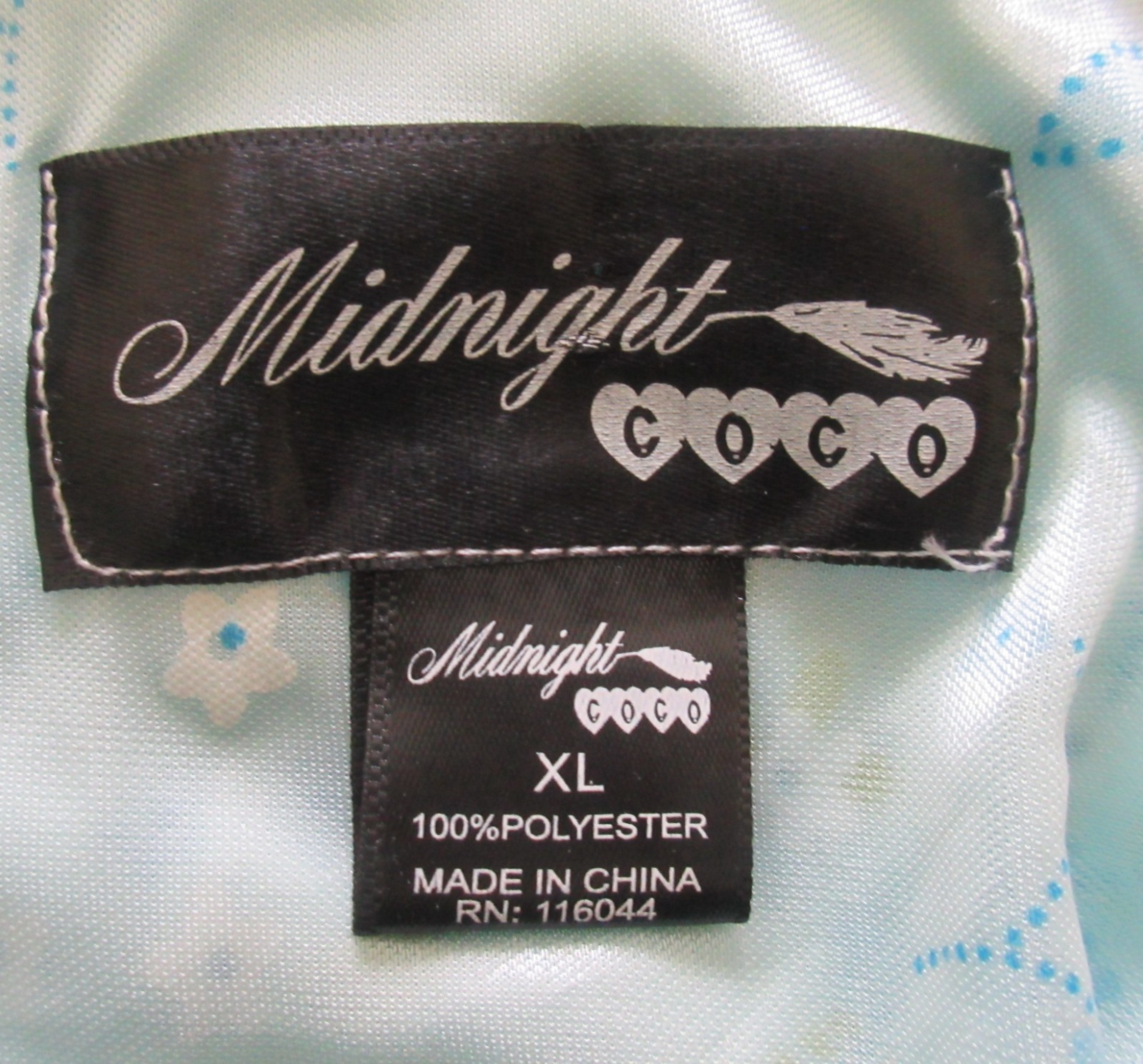 MIDNIGHT COCO BRIDAL Aqua floral GOWN ROBE silk & satin slippery lingerie sz XL