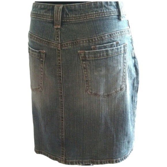 Upcycled & Hand-Painted Funky Floral Vintage Riders Copper Jean Skirt Size 5/6