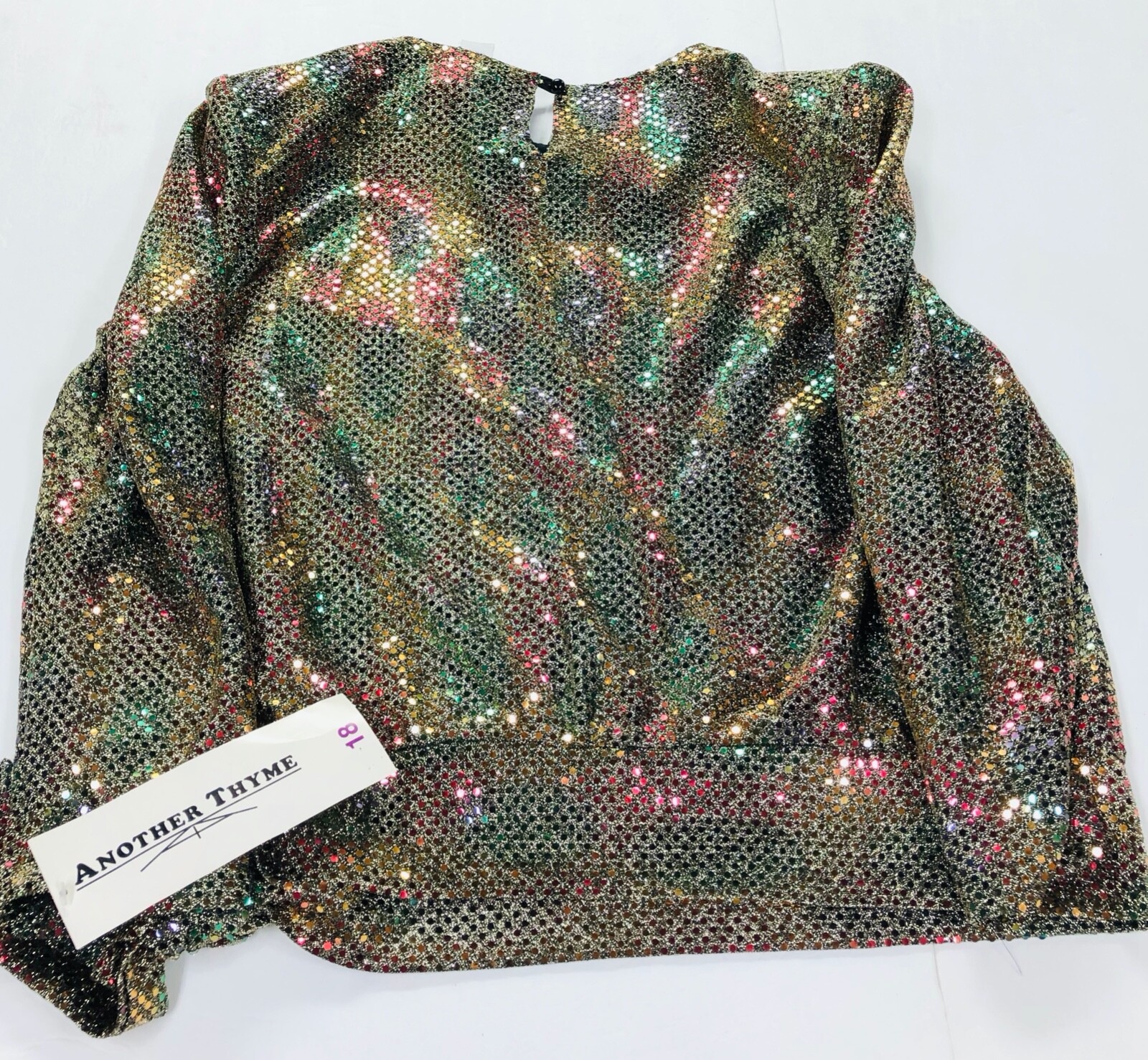 ANOTHER THYME NEW Gold RED Green Sequin Vintage HOLIDAY Size 18 Blouse 978130